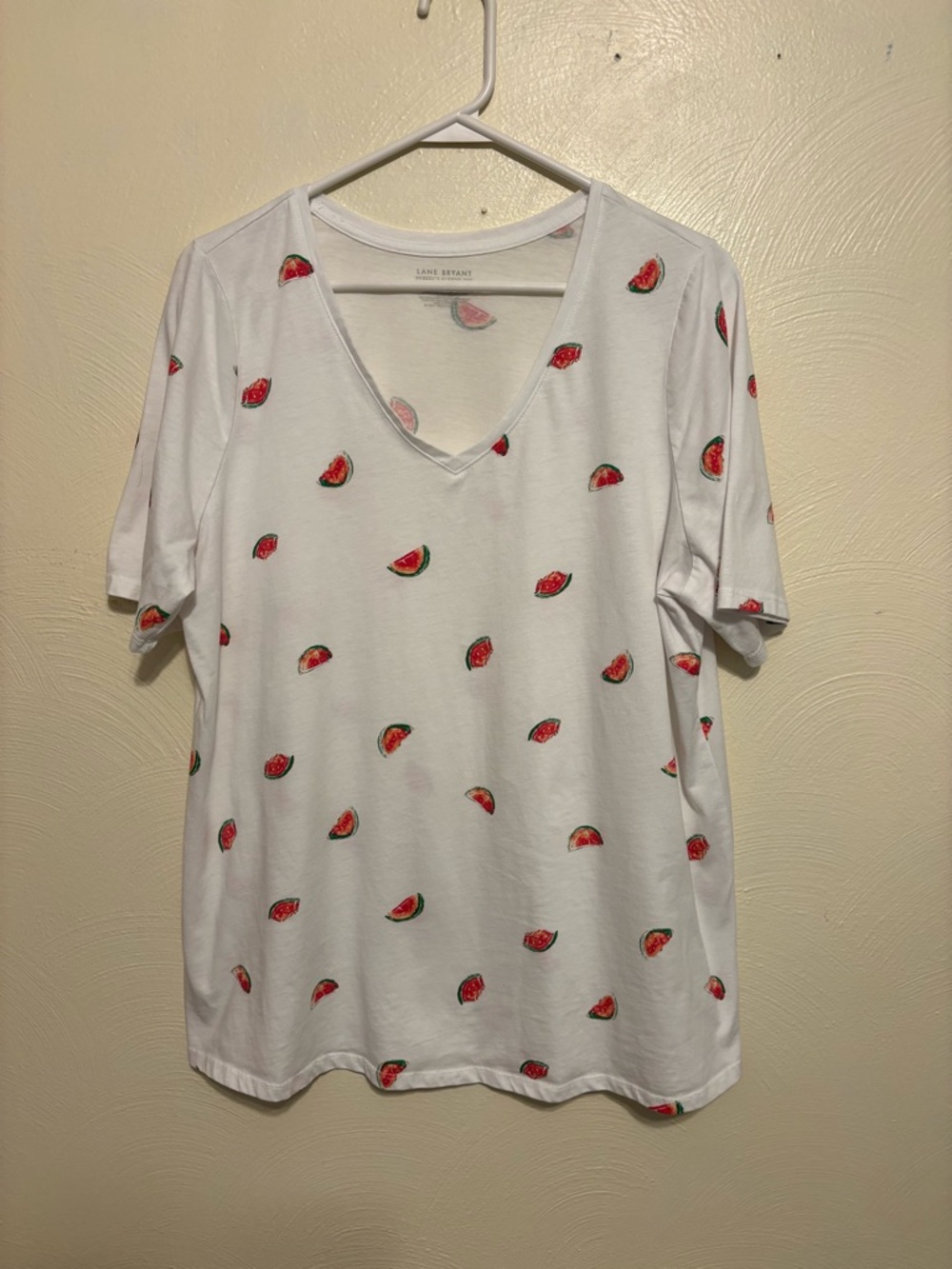 Lane Bryant Watermelon Print Tee 14/16 V Neck Summer Top